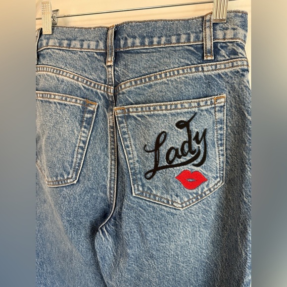 Reformation Women’s Cynthia High-Rise Lady Embroidered Straight Jeans (Flaw) - Picture 4 of 10